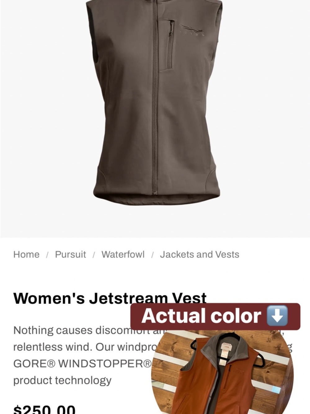 Women's Sitka Jetstream Vest Never worn!